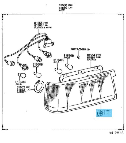 TOYOTA LEVIN AE86 83-85 Genuine Rear Combination Lamp Lens RH LH Set Early Model