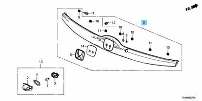 HONDA FIT GK3 / GK4 13G 15-20 Genuine Tail Gate Rear Garnish License Assy OEM