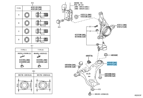 TOYOTA LEXUS RX350 RX450h 10-18 Genuine Front Lower Control Arm RH & LH Set OEM