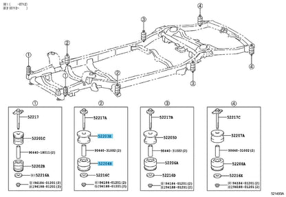 TOYOTA LAND CRUISER PRADO GRJ120 03-09 Genuine No.2 Up & Low Mounting RL set