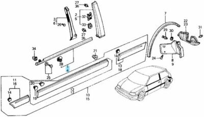 HONDA CIVIC EF9 1988-1989 Genuine Front Door Window Molding Right & Left Set OEM