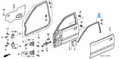 HONDA CIVIC EK9 EJ7 96-00 Genuine Front Door Sub Seal Left 72365-S03-G01 OEM