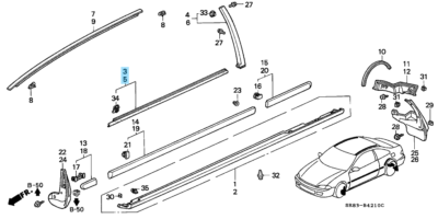 HONDA CIVIC 2D COUPE EJ1 93-95 Genuine Window Door Molding Outer RH & LH Set OEM