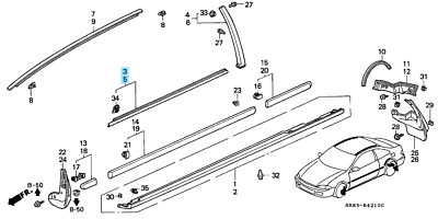 HONDA CIVIC 2D COUPE EJ1 93-95 Genuine Window Door Molding Outer RH & LH Set OEM