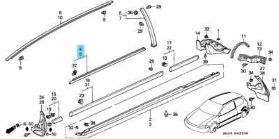 HONDA CIVIC EG6 EG4 3D 92-95 Genuine Window Door Molding Outer RH & LH Set OEM