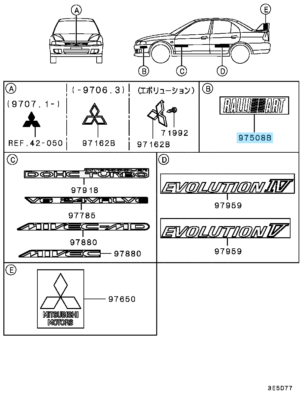 MITSUBISHI LANCER EVO6 CP9A Genuine  Front Bumper TME "RALLIART" Decal Set OEM