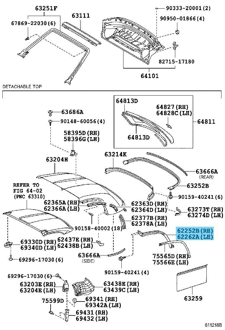 TOYOTA MR2 Spyder ZZW30 00-02 Genuine Side Window Weatherstrip RH & LH set OEM