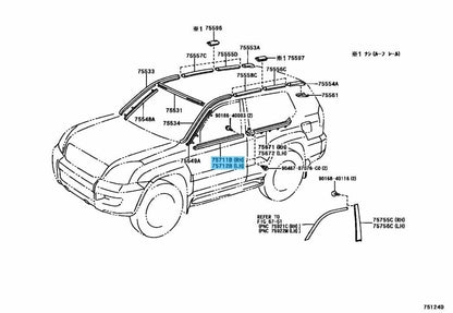 TOYOTA LAND CRUISER PRADO 120 125 Genuine Front Door Belt Molding RH LH Set OEM