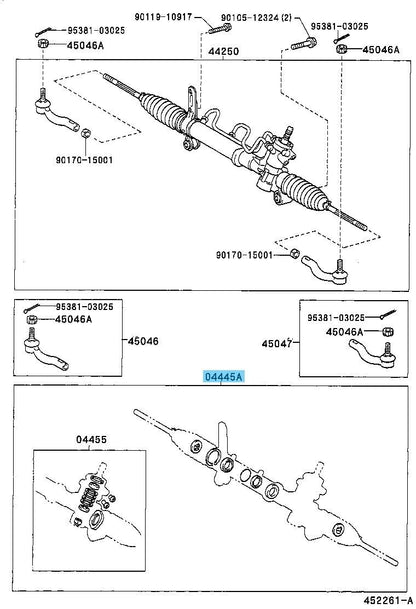 TOYOTA RAV4 ACA20 01-04 Genuine POWER STEERING GEAR GASKET KIT 04445-42030 OEM