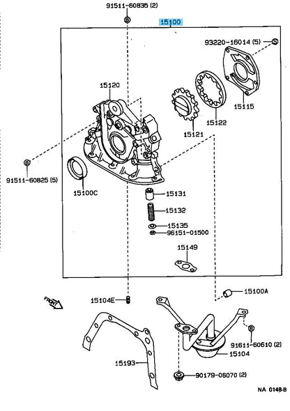 TOYOTA COROLLA CP AE92 1984-1991 Genuine 4AGE Oil Pump Assy 15100-19036 OEM