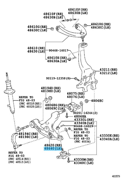 LEXUS GS350 GRL15/16 '13-20 Genuine Front Suspension Arm Lower LH For AWD OEM