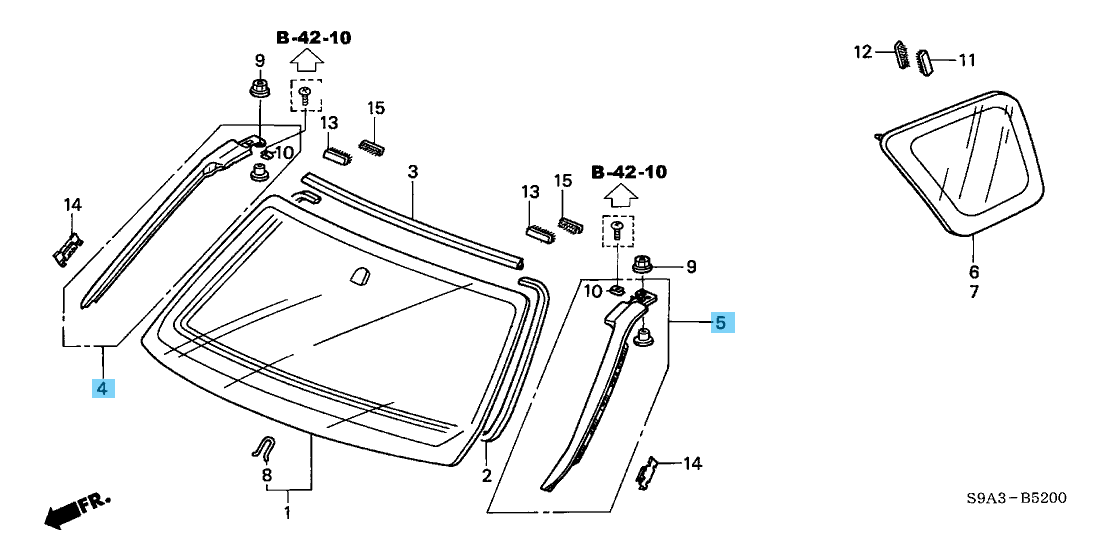 HONDA CR-V RD# 02-06 Genuine Front Windshield Pillar Side Garnish Assy RH & LH