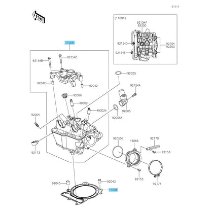 KAWASAKI KX450 '21-23 KX450X '21-23 Genuine Cylinder Head Comp & Head Gasket Set