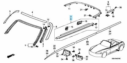 HONDA S2000 AP1 AP2 Genuine Front Door Window Molding Assy Right & Left Set OEM