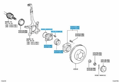 TOYOTA TACOMA GRN2## TRN2##  2005-2015 Genuine Front Wheel Bearing Assy Set OEM