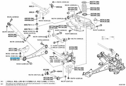 TOYOTA RAV4 2013-2018 Genuine Rear Trailing Arm Assy Right Side 48760-48110 OEM