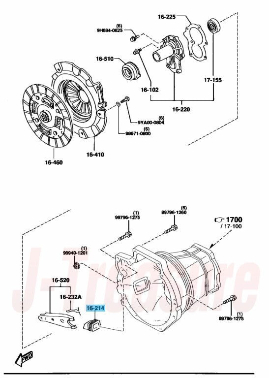 MAZDA MX-5 MIATA NA NB 95-05 Genuine Clutch Fork Dust Cover FE51-16-214A OEM