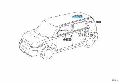 TOYOTA RUMION SCION xB AZE151 08-15 Genuine Roof Drip Moulding LH 75556-12171