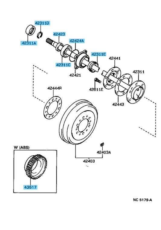 TOYOTA 4RUNNER VZN131 94-95 Genuine Rear Axle Shaft Bearing & Seal Kit W/ABS