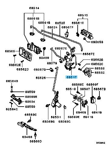 MITSUBISHI MONTERO V43W 1992-2000 Genuine Back Door Latch MB669381 OEM