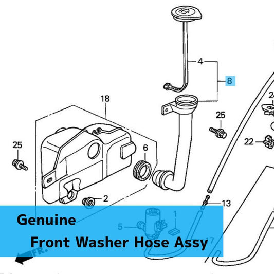 HONDA S2000 AP1 AP2 2000-2009 Genuine Front Washer Hose Assy 76812-S2A-003 OEM