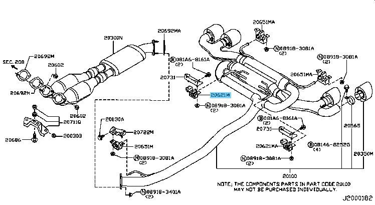 NISSAN GT-R R35 '11-21 '23-24 Genuine Exhaust Mounting Rubber Assy 20621-KB50A