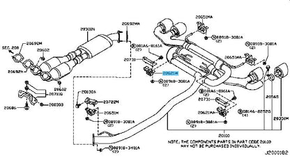 NISSAN GT-R R35 '11-21 '23-24 Genuine Exhaust Mounting Rubber Assy 20621-KB50A