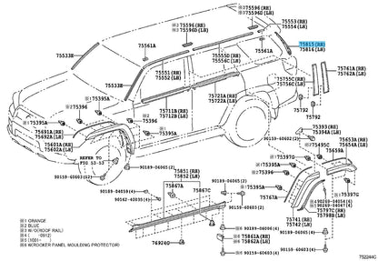 TOYOTA 4RUNNER GRN280 10-22 Genuine Back Door Outside Moulding RH 75815-35030