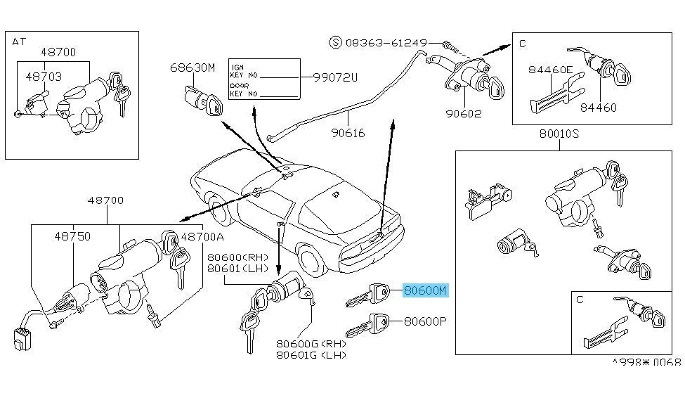 NISSAN 200SX S13 84-88 240SX S14 89-91 Genuine Master Blank Key KEY00-00066 OEM