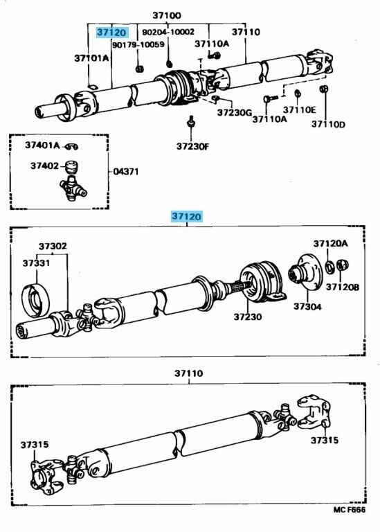 TOYOTA SUPRA MA70 89-92 Genuine A/T Propeller Intermediate Shaft 37120-24200 OEM