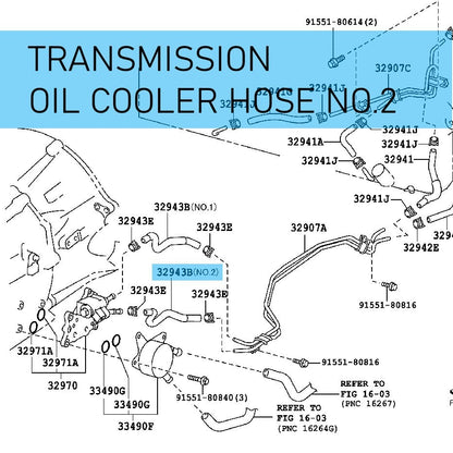 TOYOTA LAND CRUISER URJ200 '08-15 Genuine Transmission Oil Cooler Hose NO.2 OEM