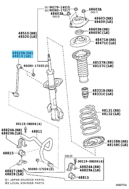 TOYOTA SIENNA GSL30 2011-2020 Genuine Front Stabilizer Link Assy RH & LH Set OEM