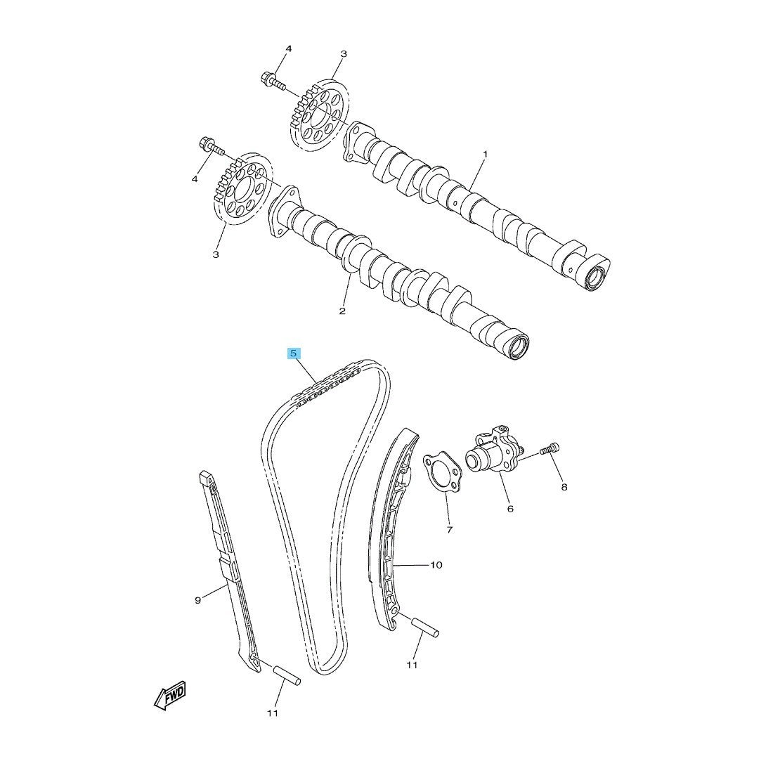 YAMAHA YZF-R1 2009-2014 Genuine Camshaft Chain 94591-60126-00 OEM