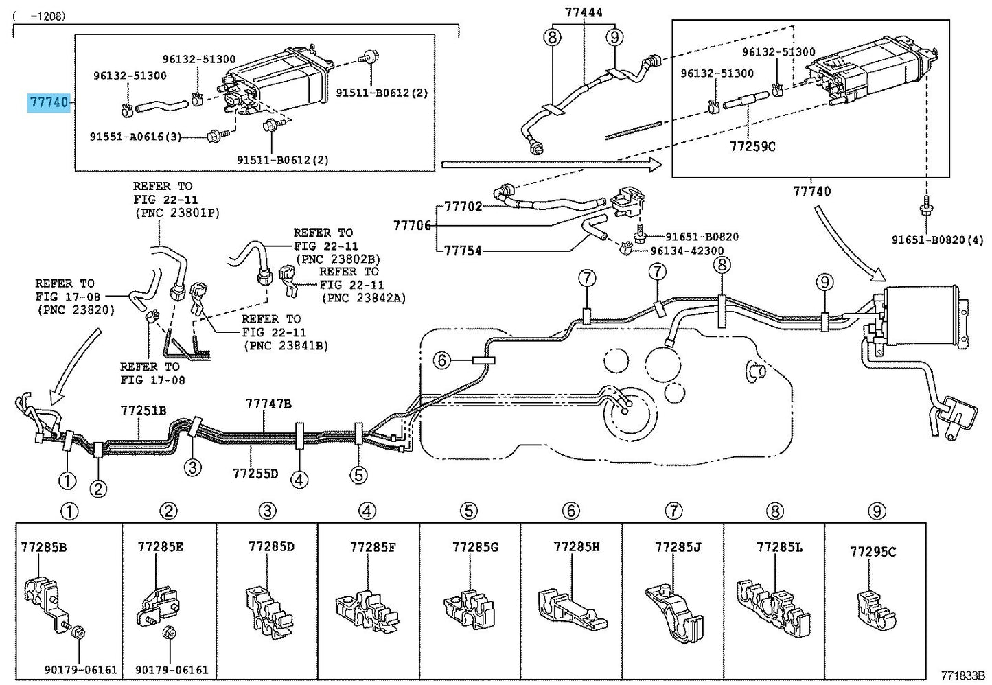 TOYOTA FJ CRUISER GSJ15 2011-2012 Genuine Charcoal Canister Assy 77740-35531 OEM