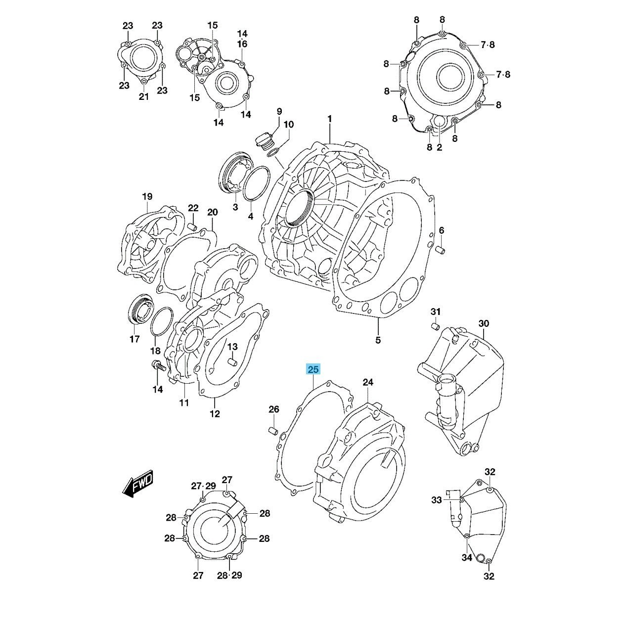 SUZUKI GSX-S1000 2017-2020 Genuine Magneto Cover & Magneto Cover Gasket Set OEM