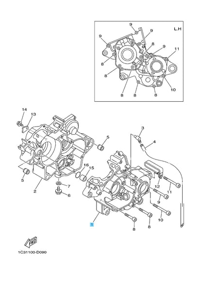 YAMAHA YZ125 2018-2022 Genuine Crankcase 1 1C3-15111-02-00 OEM