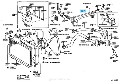 TOYOTA LEVIN TRUENO AE86 Genuine Water Pipe Heater Metal Tube 16278-16040 OEM