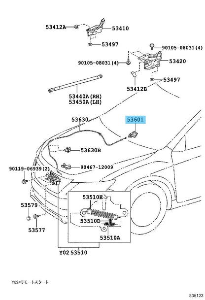 TOYOTA CAMRY AXVA70 18-19 Genuine Hood Lock Control Lever 53601-52010-C1 OEM
