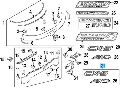 MAZDA CX-5 KF 20-21 Genuine Back Door Emblem Nameplate "CX-5 AWD" KBG8-51-720