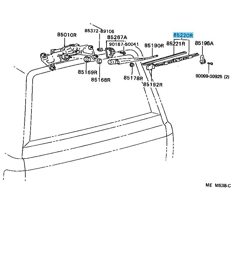 TOYOTA 4RUNNER LN130 RN130 85-95 Genuine Rear Wiper Blade Assy 85220-22461 OEM