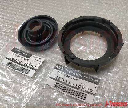 NISSAN SKYLINE ##R32 1989-1994 Genuine Head Lamp & Socket Cover Set RH LH OEM
