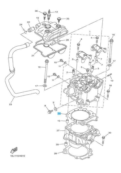 YAMAHA YZ450F 2014-2017 Genuine Engine Cylinder Head Gasket 33D-11181-00-00 OEM