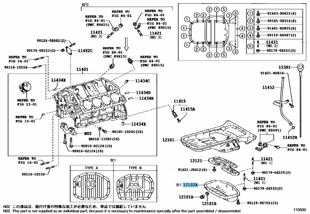 TOYOTA CELSIOR LEXUS LS430 UCF30 UCF31 Genuine Oil Pan Sub-Assy 12102-50120 OEM