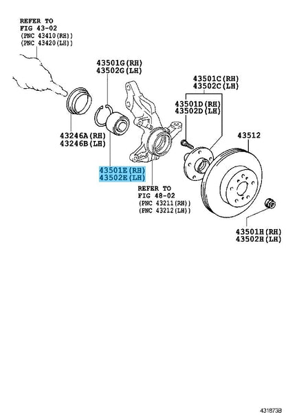 TOYOTA HIGHLANDER GSU40 08-19 Genuine Front Axle Hub Bearing RH & LH set OEM