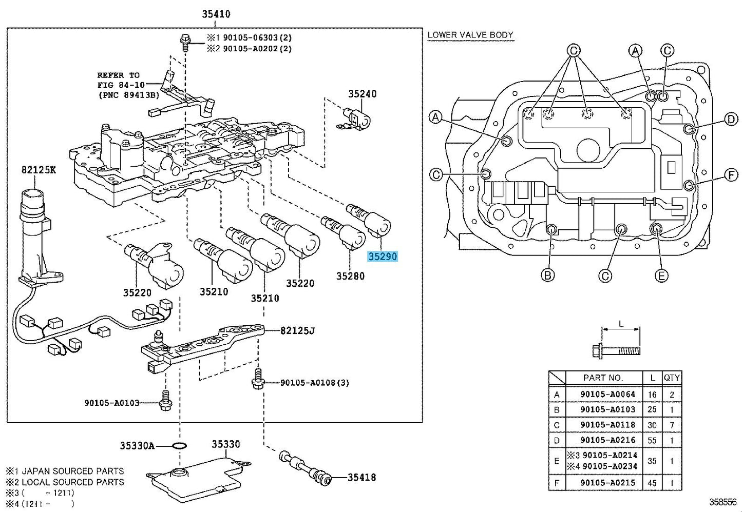 TOYOTA SIENNA GSL30 11-16 Genuine Line Pressure Control Solenoid 35290-33040 OEM