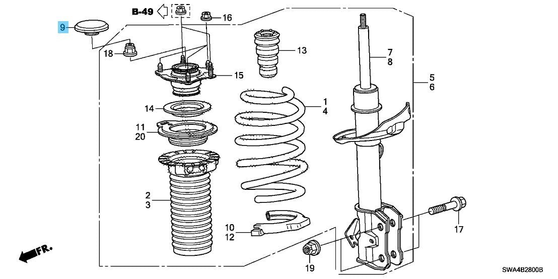 HONDA CR-V 07-16 Genuine Front Shock Absorber Mounting Cap 51608-SNA-000 x2 Set