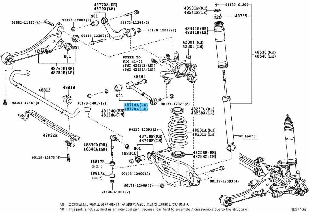 TOYOTA COROLLA iM ZRE186 17-18 Genuine Rear Suspension Arm Assy No.1 48710-72010
