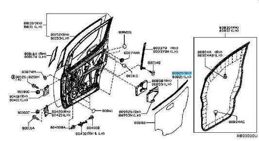 NISSAN NV200 M20X 13-21 Genuine Front Door Outside Molding RH 80820-JX30A OEM