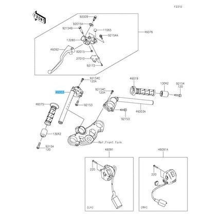 KAWASAKI NINJA 400 2018-2023 NINJA 500 2024 Genuine Handle LH 46003-0690 OEM