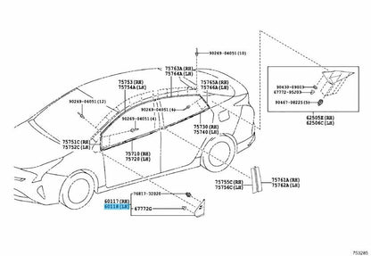 TOYOTA PRIUS PRIME ZVW52 Genuine Front Pillar Upr Cover LH 60118-47030 OEM